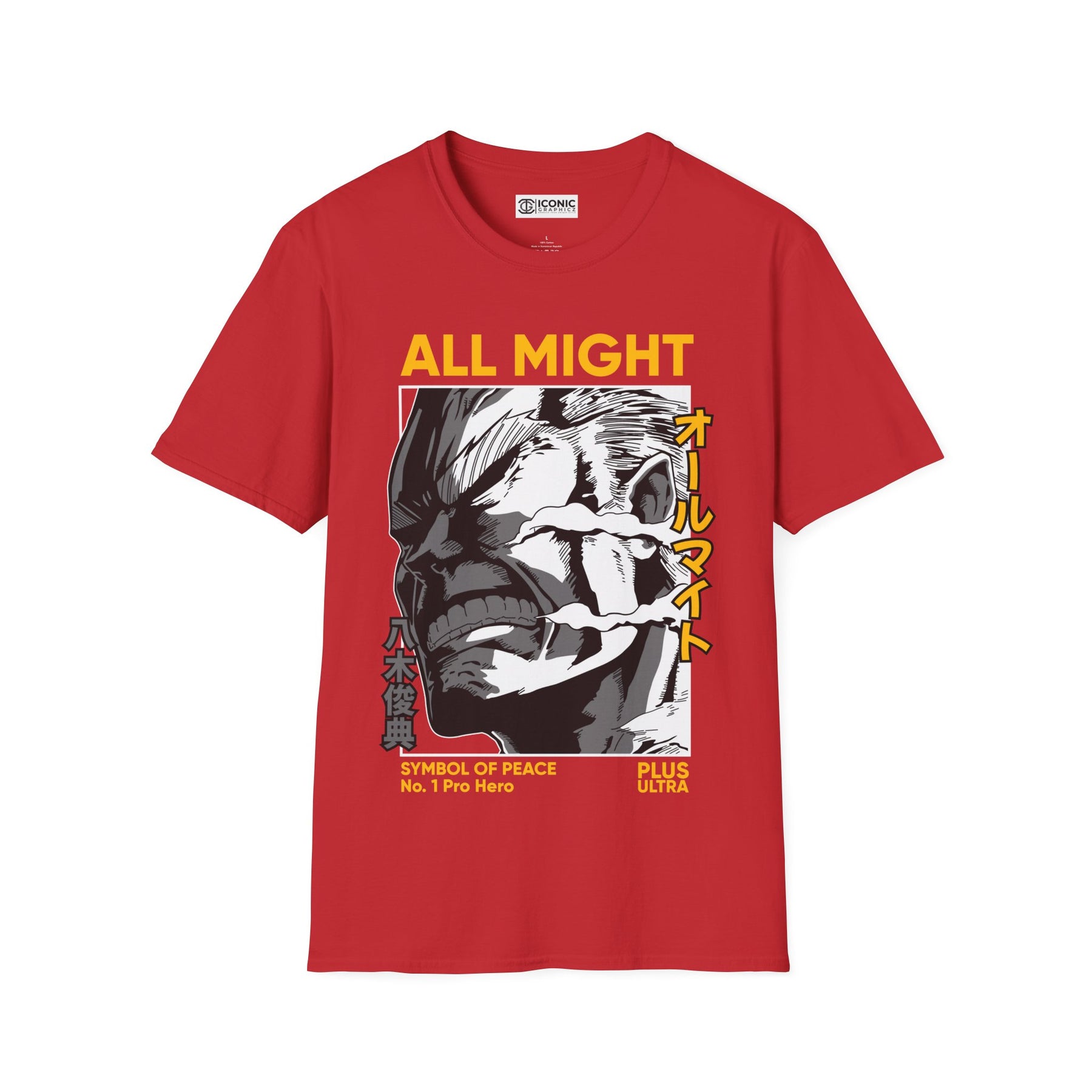All Might My hero academia T-Shirt - IGZ Clothing  - All Might Unisex Softstyle T-Shirt Best Price 26 at IGZ Clothing 