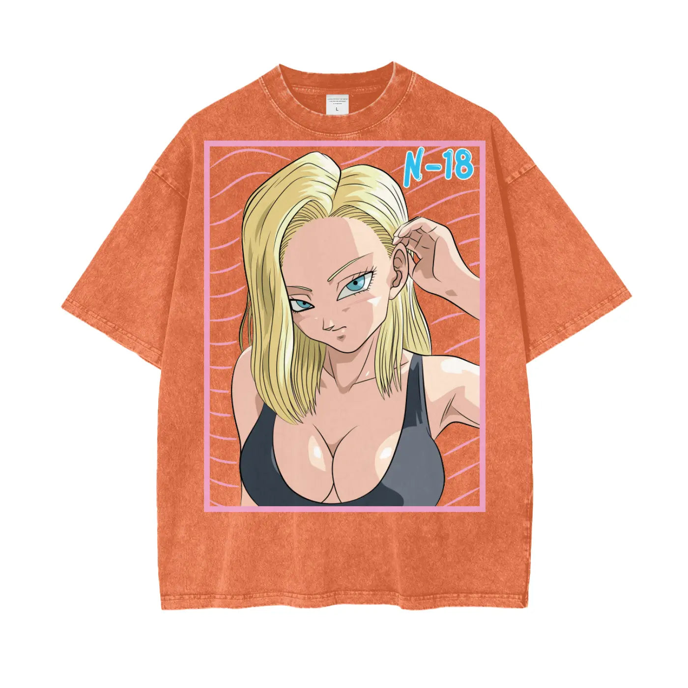 Android 18 Dragonball Oversize Snow Washed T-Shirt ODMPOD