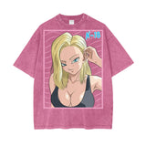 Android 18 Dragonball Oversize Snow Washed T-Shirt ODMPOD