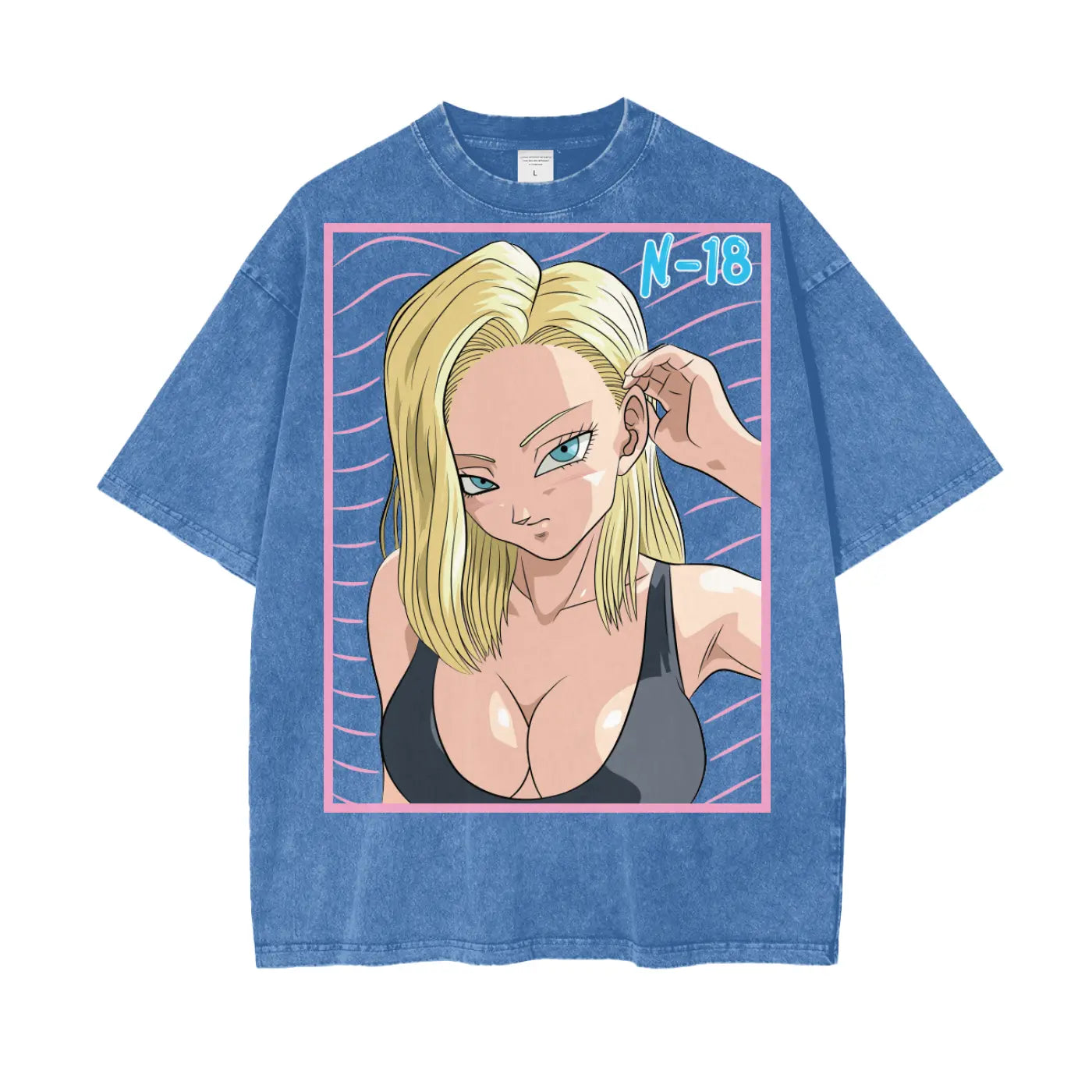 Android 18 Dragonball Oversize Snow Washed T-Shirt ODMPOD
