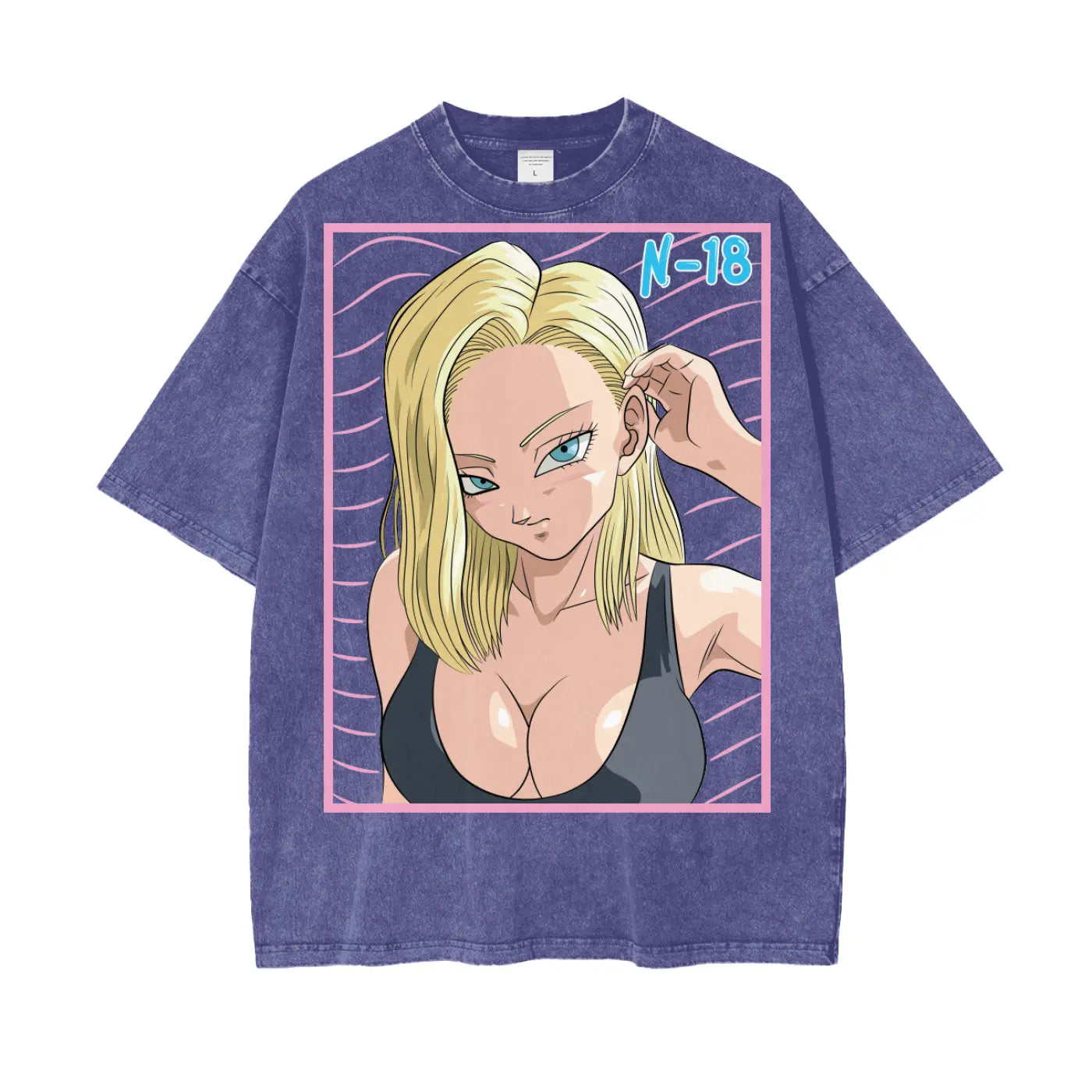 Android 18 Dragonball Oversize Snow Washed T-Shirt ODMPOD