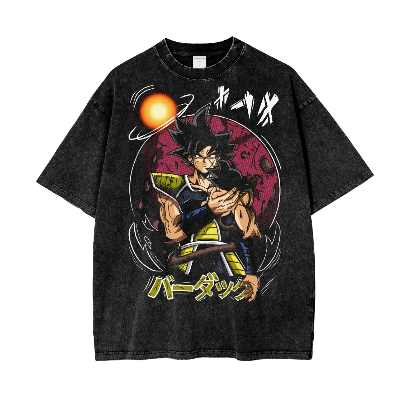 Bardock Dragonball Oversize Snow Washed T-Shirt ODMPOD