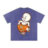 Casper in a Pumpkin Acid Wash Oversize T-Shirt - 250 GSM ODMPOD