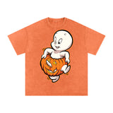 Casper in a Pumpkin Acid Wash Oversize T-Shirt - 250 GSM ODMPOD
