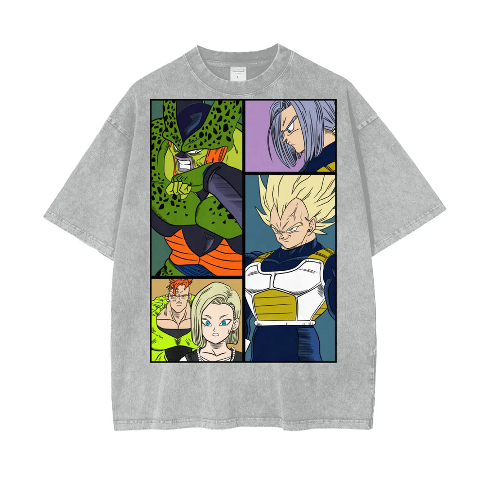 Cell vs Vegeta Dragonball Oversize Snow Washed T-Shirt ODMPOD