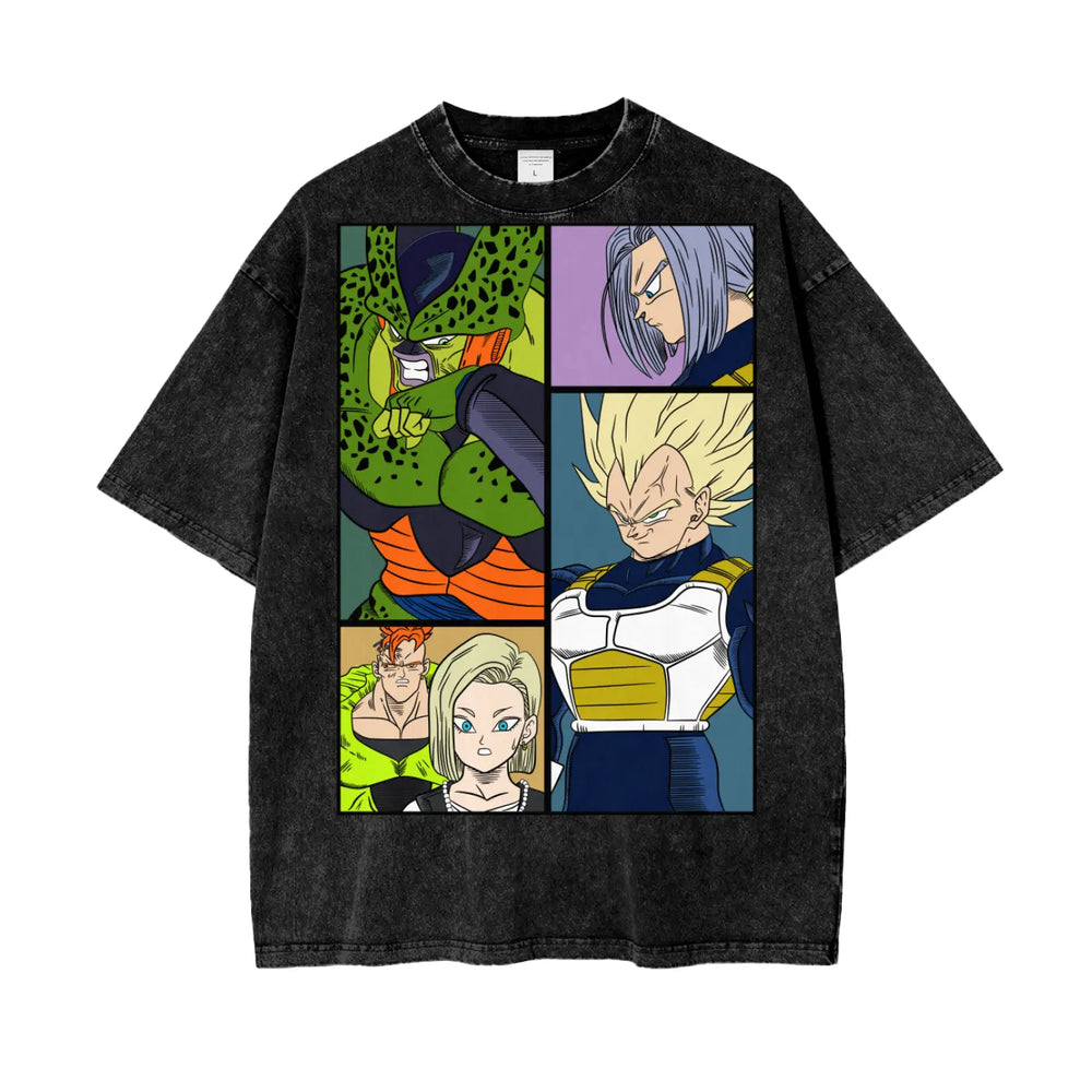 Cell vs Vegeta Dragonball Oversize Snow Washed T-Shirt ODMPOD