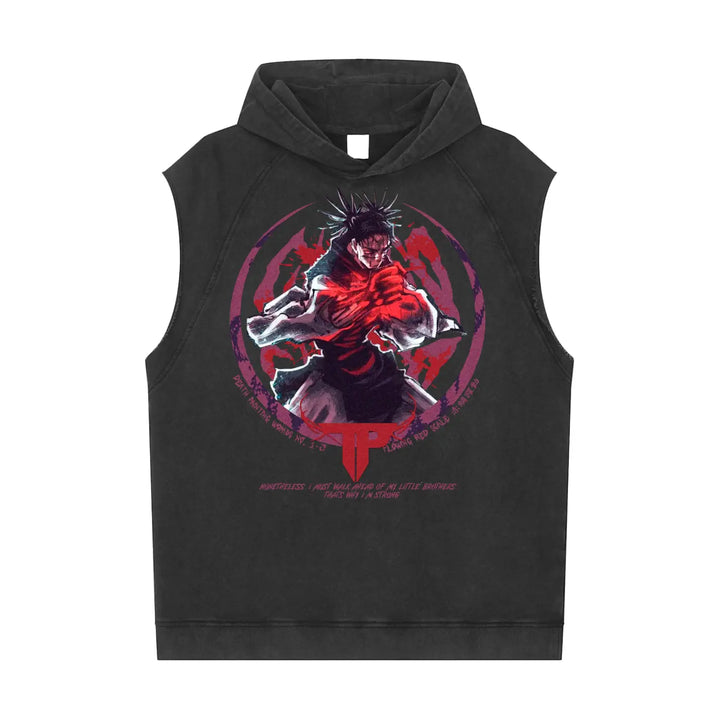 Choso Jujitsu Kaisen Snow Washed Sleeveless Hoodie ODMPOD