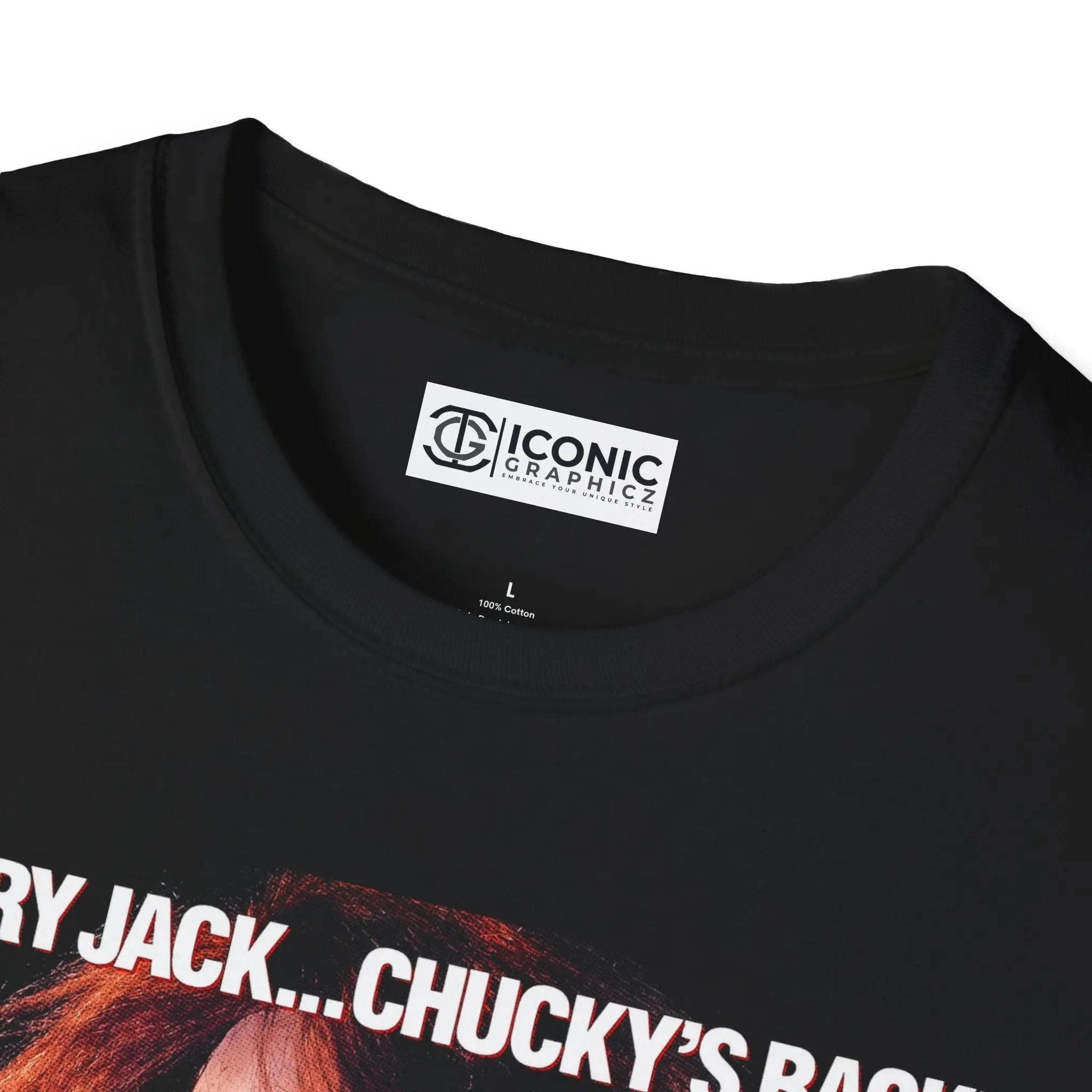 Chucky T-Shirt - 'Sorry Jack... Chucky's Back!' Horror Movie Tee Printify