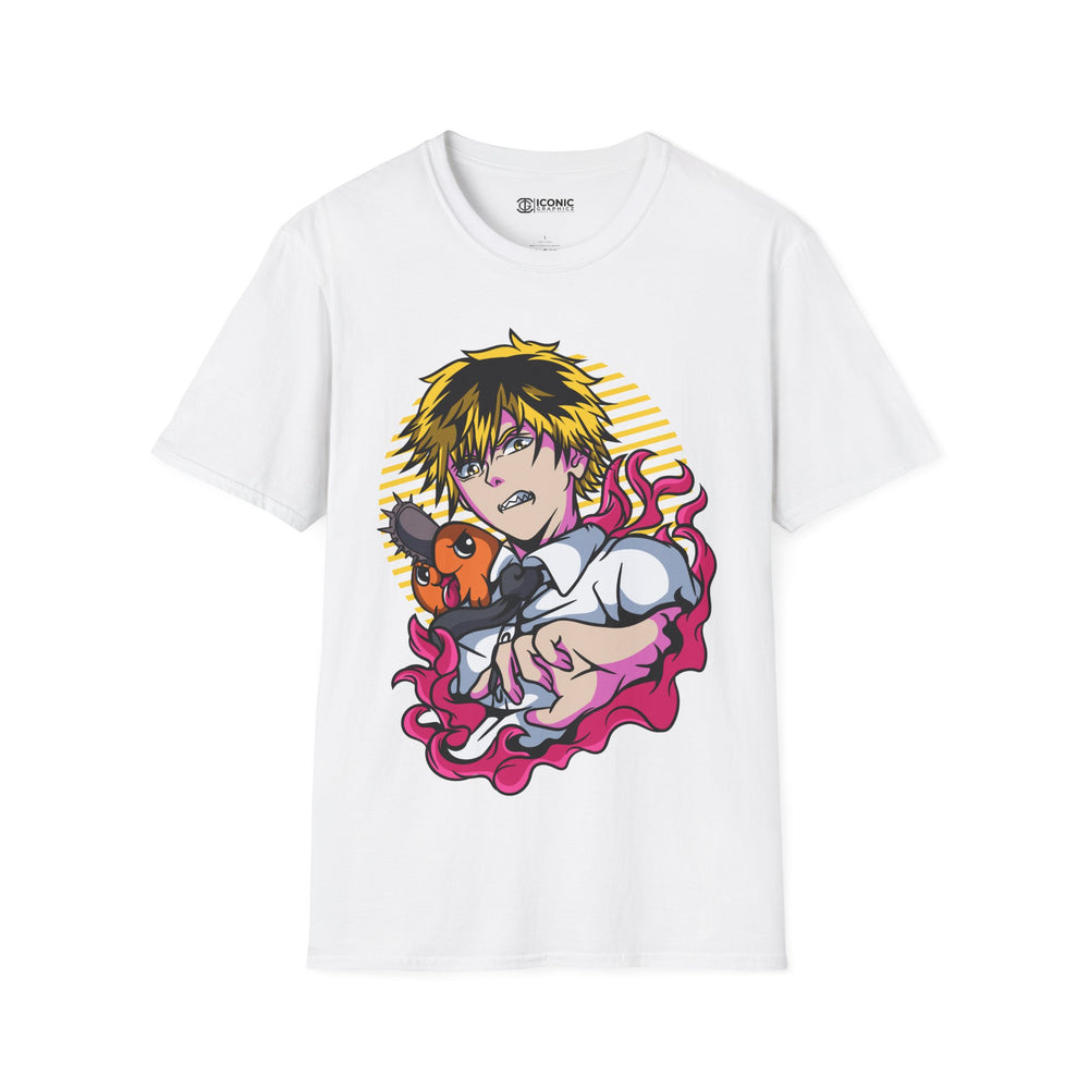 Denji and Pochita Chainsaw Man T-Shirt - IGZ Clothing  - Denji and Puchita Unisex Softstyle T-Shirt Best Price 26 at IGZ Clothing 