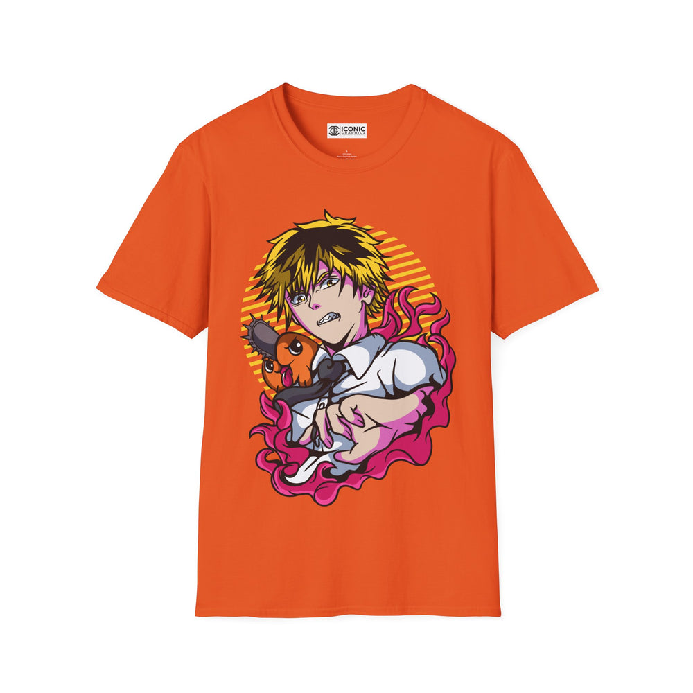 Denji and Pochita Chainsaw Man T-Shirt - IGZ Clothing  - Denji and Puchita Unisex Softstyle T-Shirt Best Price 26 at IGZ Clothing 