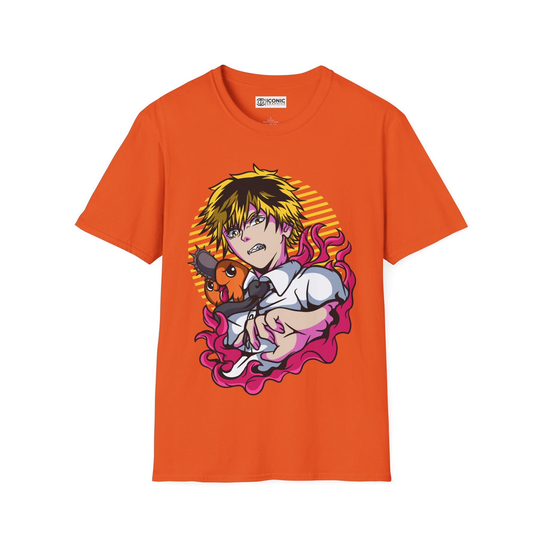 Denji and Pochita Chainsaw Man T-Shirt - IGZ Clothing  - Denji and Puchita Unisex Softstyle T-Shirt Best Price 26 at IGZ Clothing 