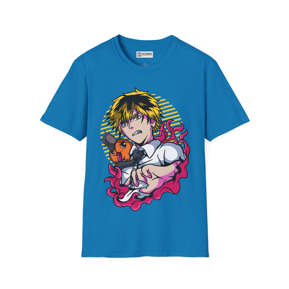 Denji and Pochita Chainsaw Man T-Shirt - IGZ Clothing  - Denji and Puchita Unisex Softstyle T-Shirt Best Price 26 at IGZ Clothing 