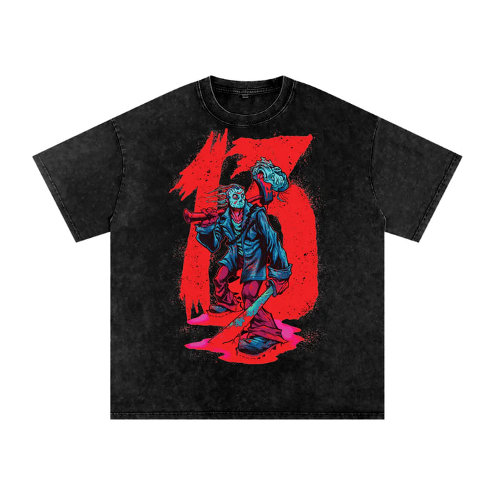 Friday the thirteenth Acid Wash Oversize T-Shirt - 250 GSM ODMPOD
