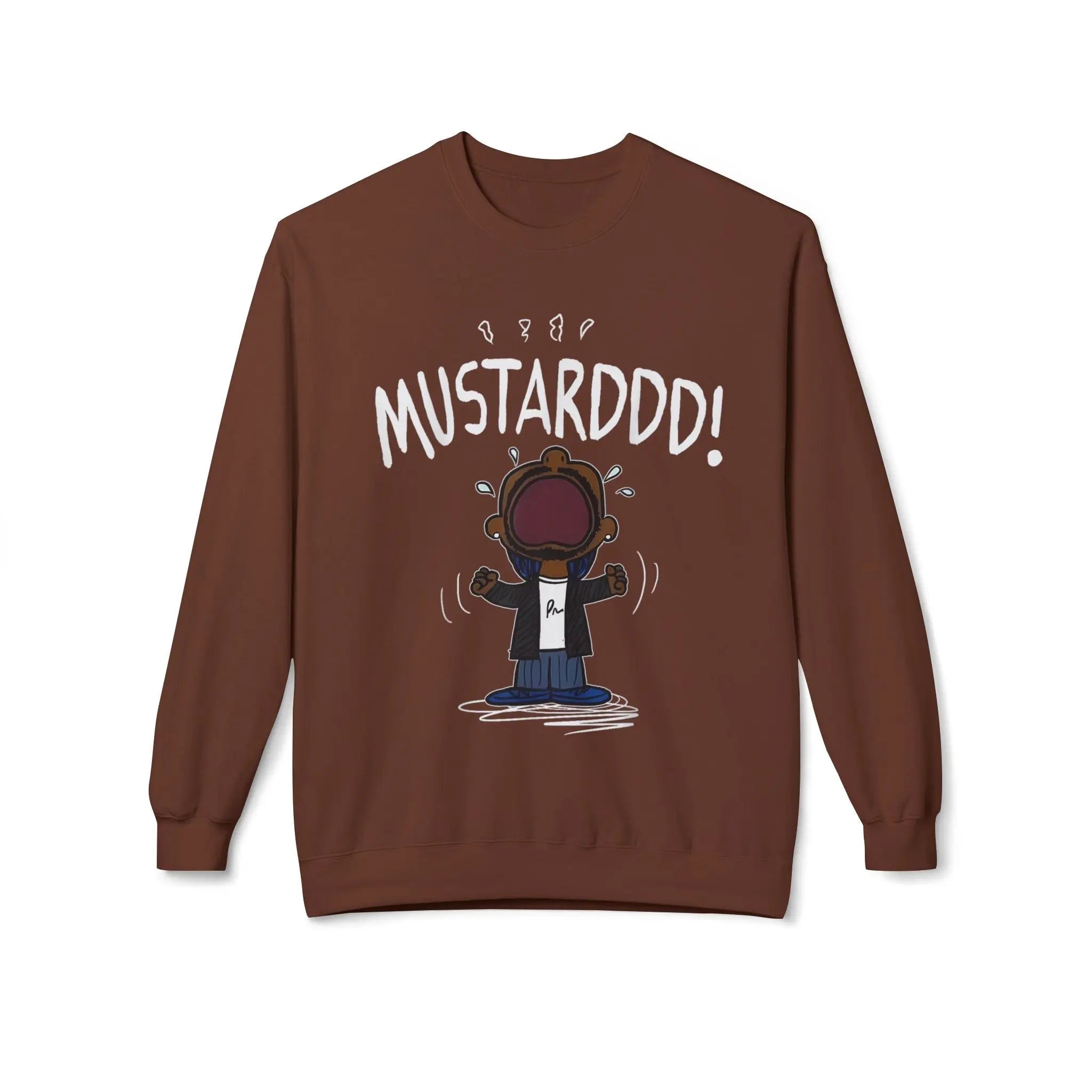 Funny Kendrick Mustard Crying Sweatshirt | Unisex Midweight Crewneck | Perfect Gift for Food Lovers Printify
