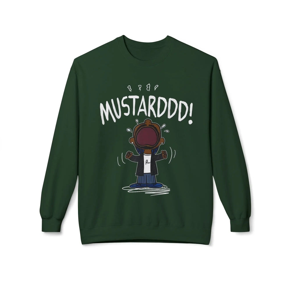 Funny Kendrick Mustard Crying Sweatshirt | Unisex Midweight Crewneck | Perfect Gift for Food Lovers Printify