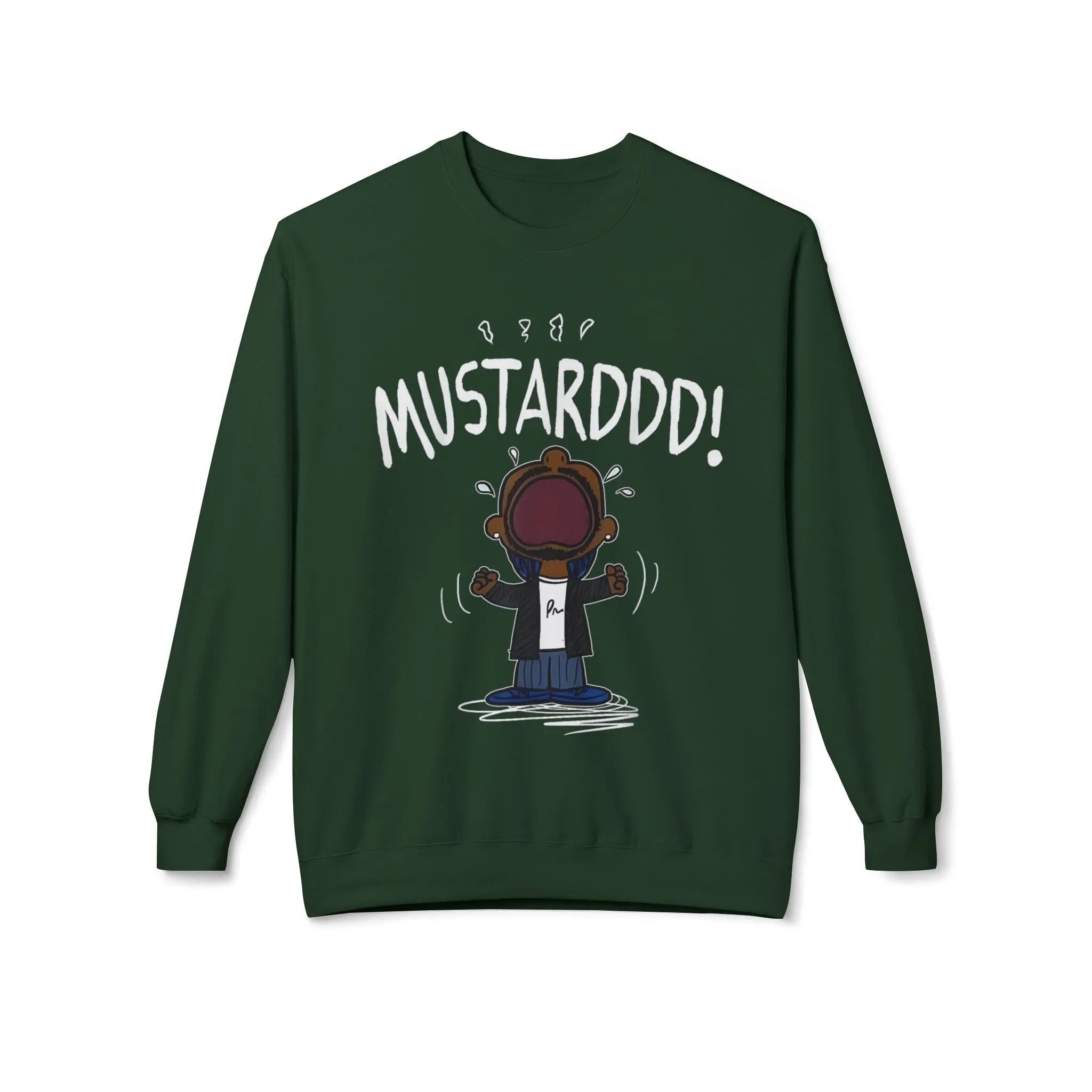 Funny Kendrick Mustard Crying Sweatshirt | Unisex Midweight Crewneck | Perfect Gift for Food Lovers Printify
