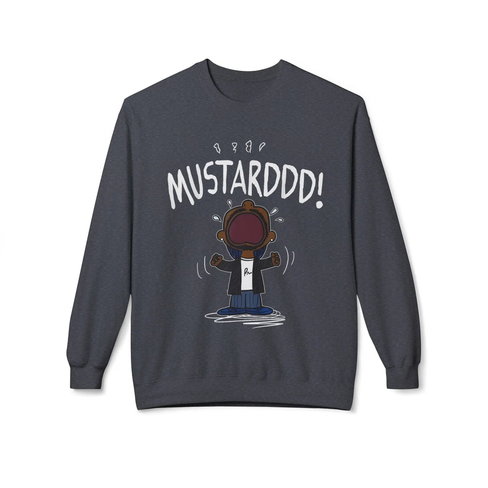 Funny Kendrick Mustard Crying Sweatshirt | Unisex Midweight Crewneck | Perfect Gift for Food Lovers Printify