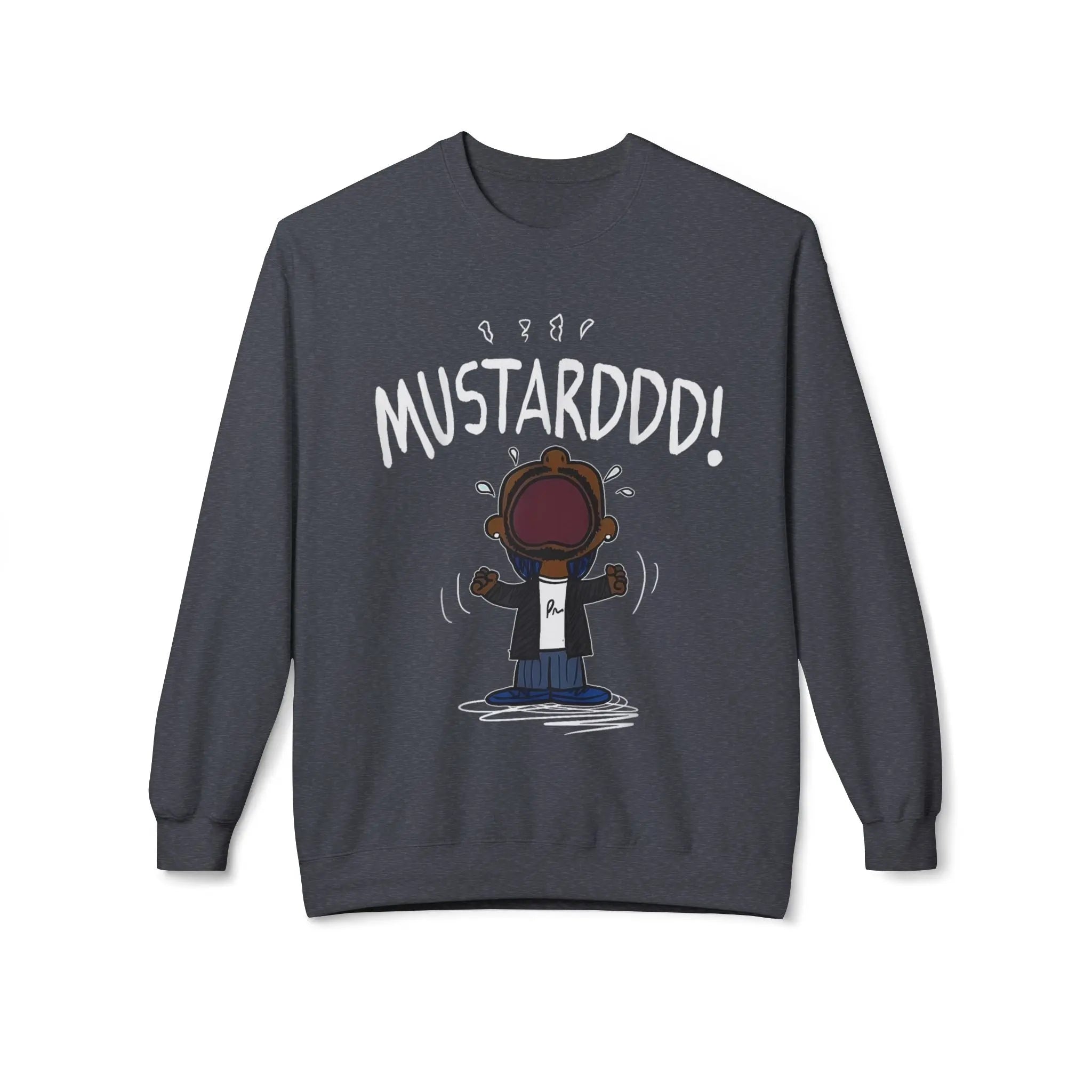 Funny Kendrick Mustard Crying Sweatshirt | Unisex Midweight Crewneck | Perfect Gift for Food Lovers Printify