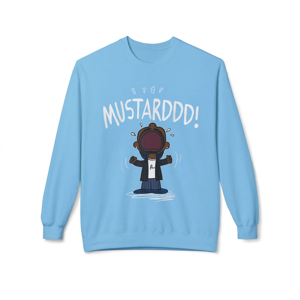 Funny Kendrick Mustard Crying Sweatshirt | Unisex Midweight Crewneck | Perfect Gift for Food Lovers Printify