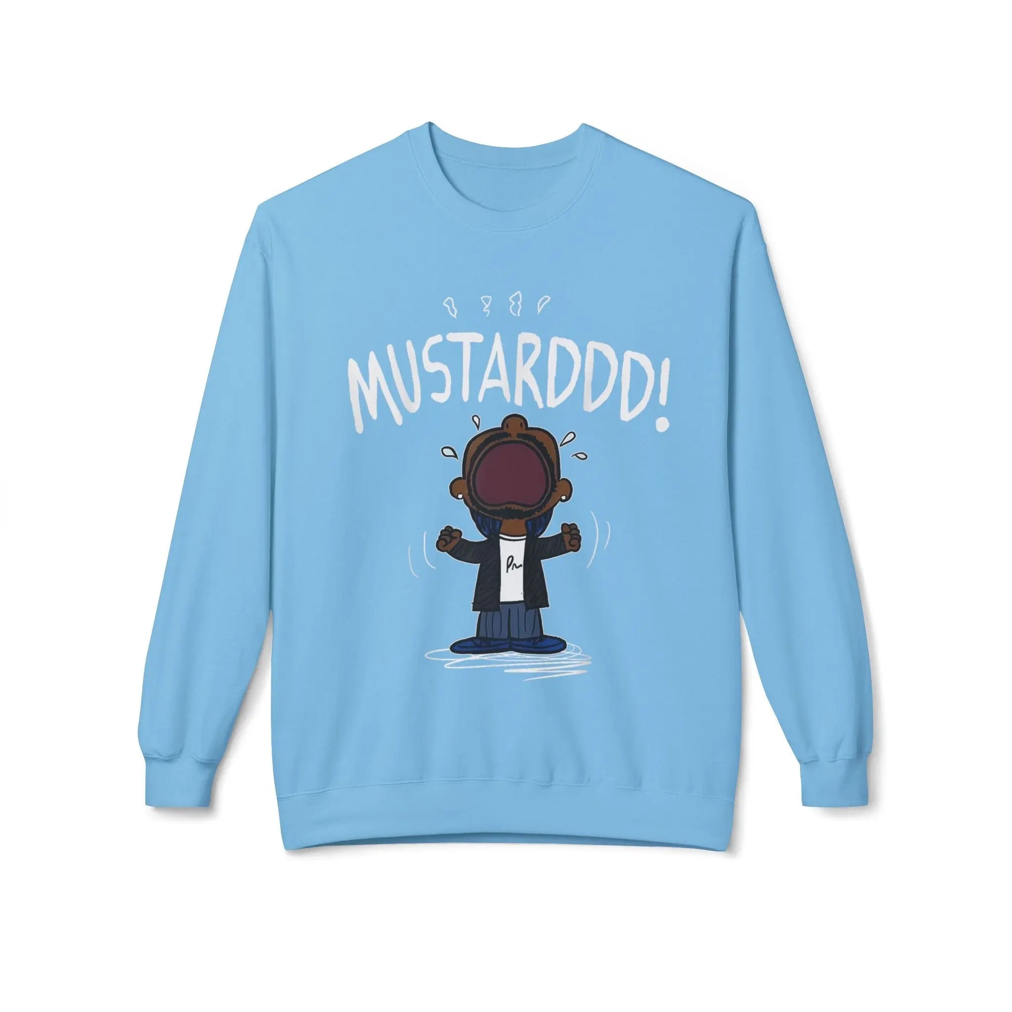 Funny Kendrick Mustard Crying Sweatshirt | Unisex Midweight Crewneck | Perfect Gift for Food Lovers Printify