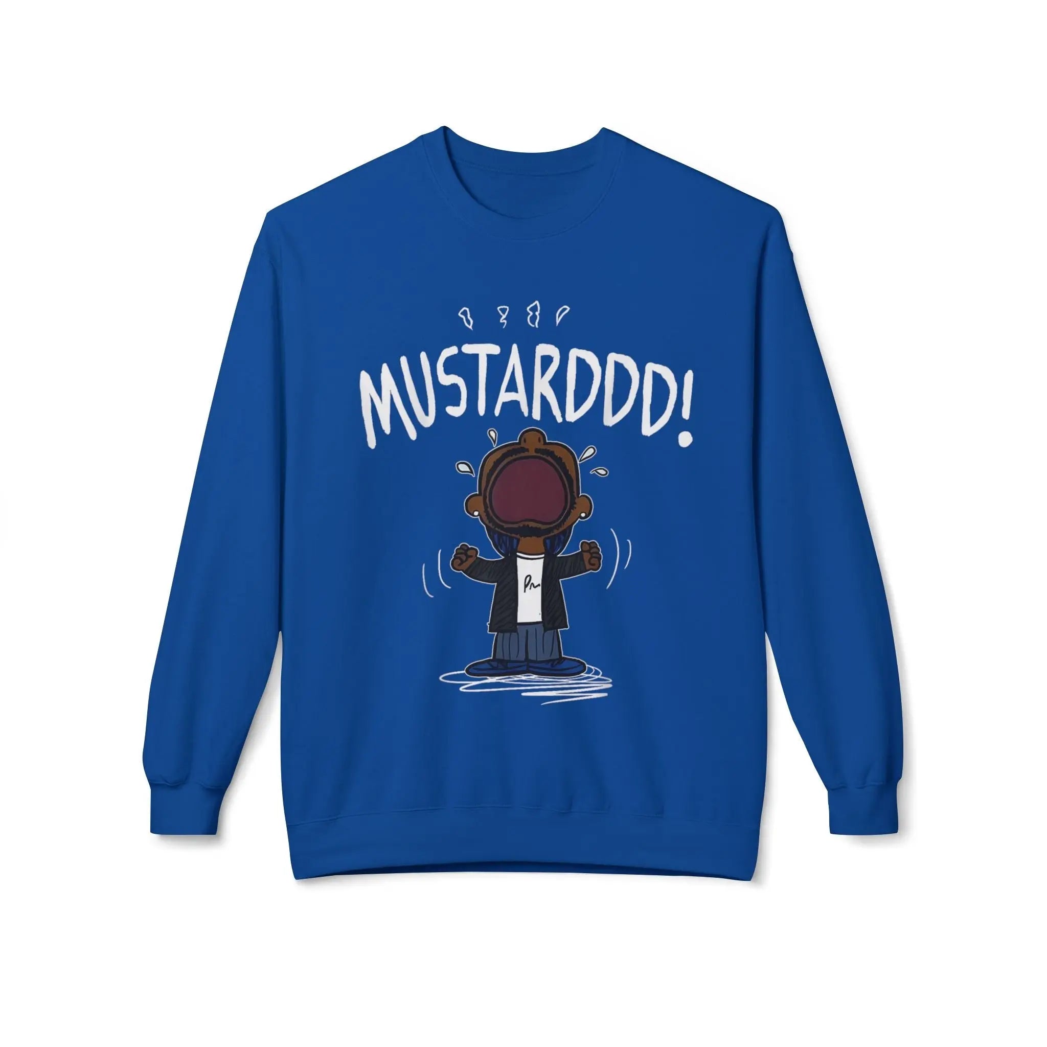 Funny Kendrick Mustard Crying Sweatshirt | Unisex Midweight Crewneck | Perfect Gift for Food Lovers Printify