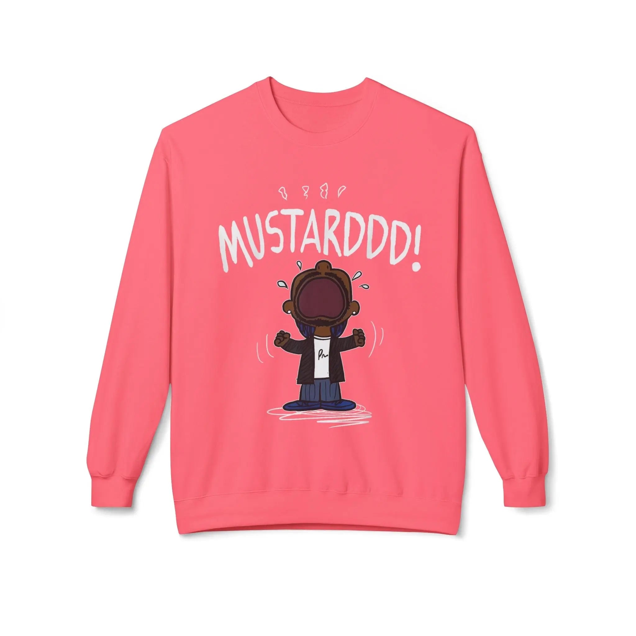 Funny Kendrick Mustard Crying Sweatshirt | Unisex Midweight Crewneck | Perfect Gift for Food Lovers Printify