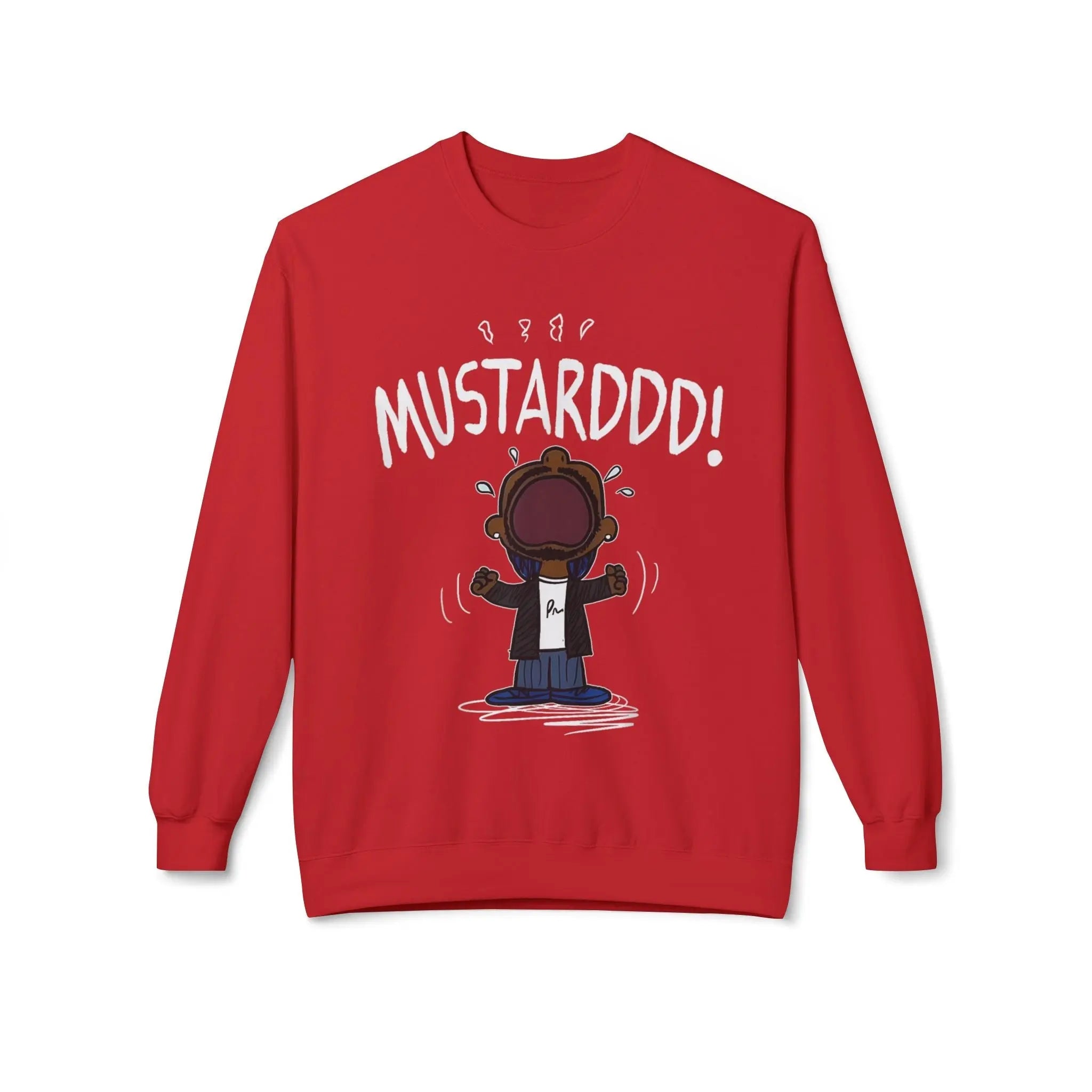 Funny Kendrick Mustard Crying Sweatshirt | Unisex Midweight Crewneck | Perfect Gift for Food Lovers Printify