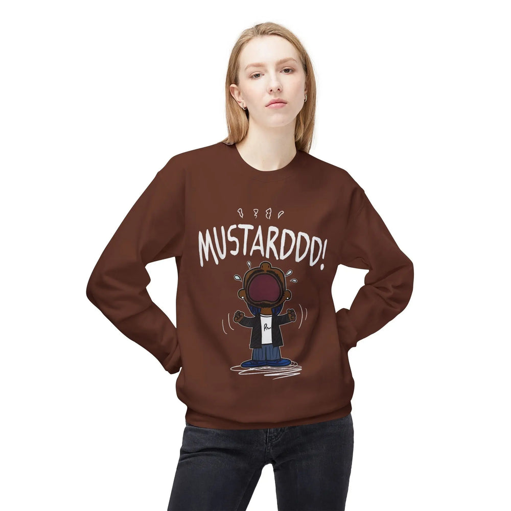 Funny Kendrick Mustard Crying Sweatshirt | Unisex Midweight Crewneck | Perfect Gift for Food Lovers Printify