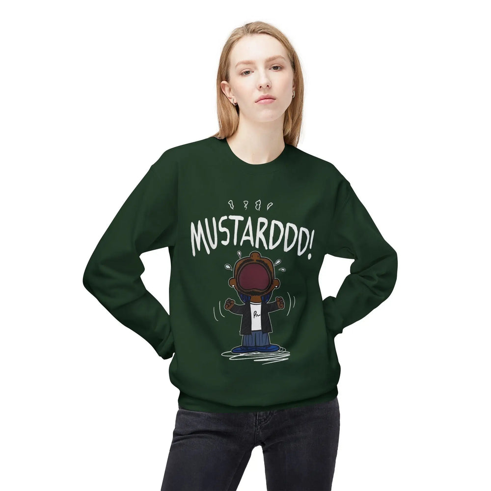Funny Kendrick Mustard Crying Sweatshirt | Unisex Midweight Crewneck | Perfect Gift for Food Lovers Printify