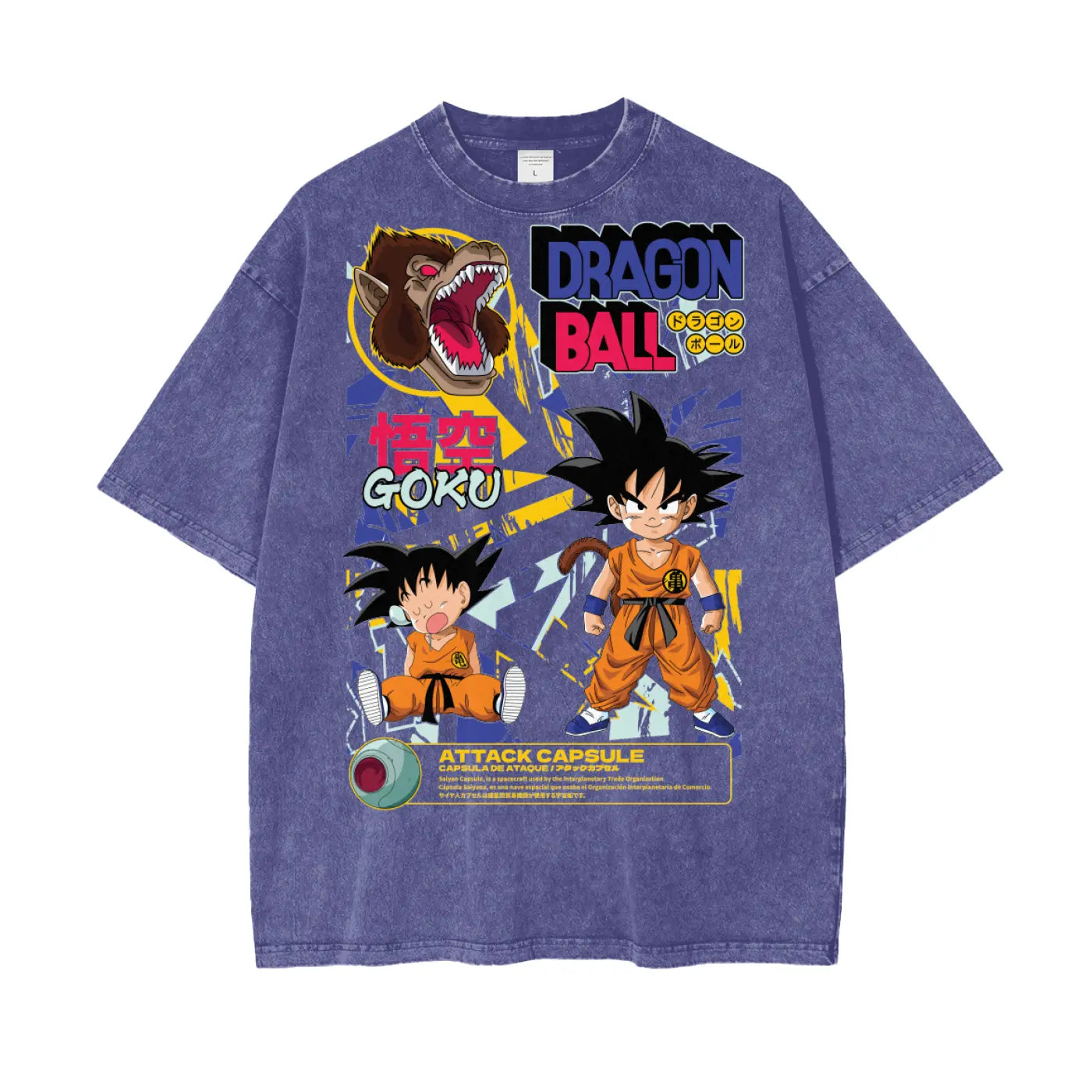 Goku Dragonball Oversize Snow Washed T-Shirt ODMPOD