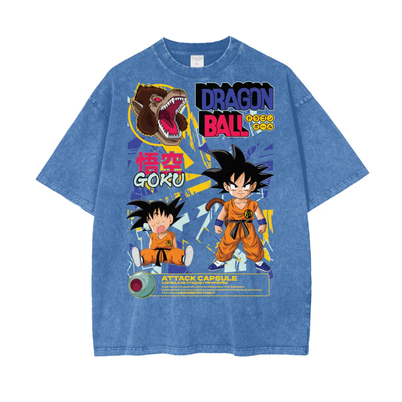 Goku Dragonball Oversize Snow Washed T-Shirt ODMPOD