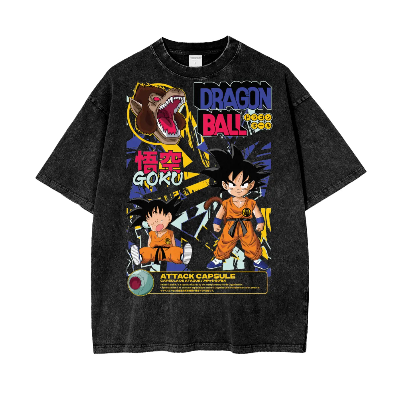 Goku Dragonball Oversize Snow Washed T-Shirt ODMPOD