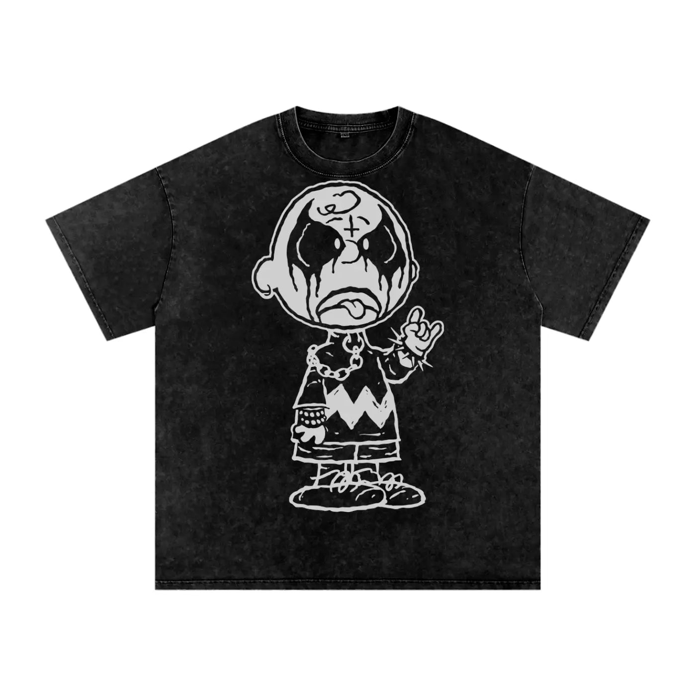 Goth Charlie Brown Acid Wash Oversize T-Shirt - 250 GSM ODMPOD