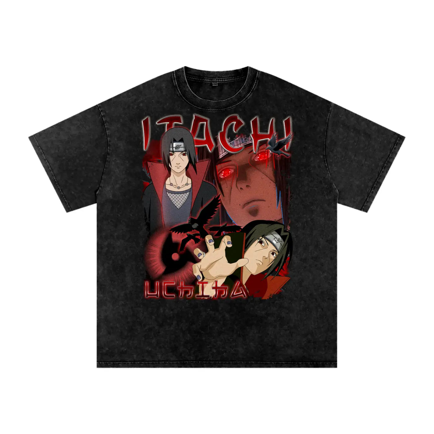ITACHI UCHIHA Naruto Acid Wash Oversize T-Shirt ODMPOD