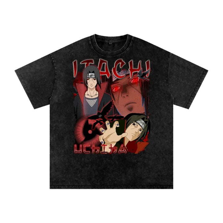 ITACHI UCHIHA Naruto Acid Wash Oversize T-Shirt ODMPOD