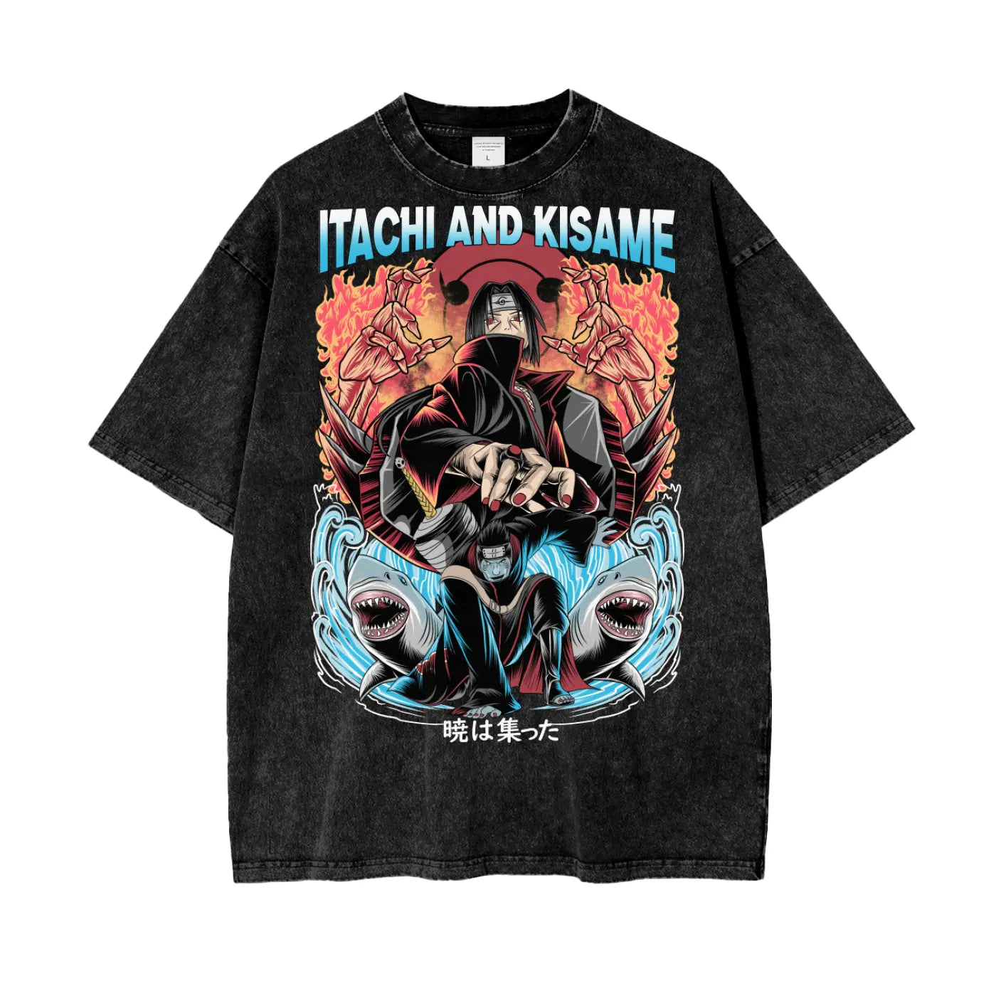 Itachi and Kisame Naruto Oversize Snow Washed T-Shirt ODMPOD