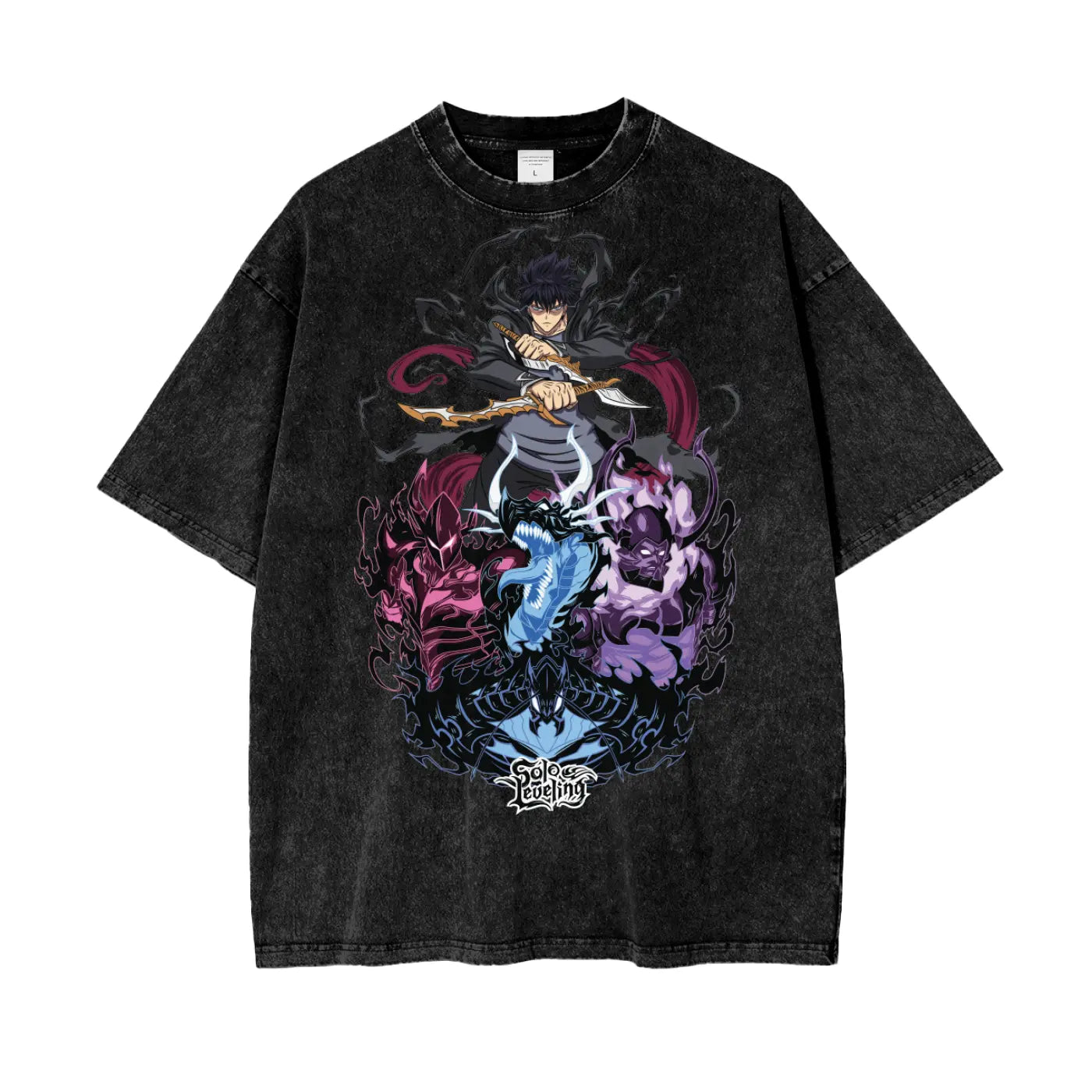 Jin Woo Solo Leveling Oversize Snow Washed T-Shirt ODMPOD