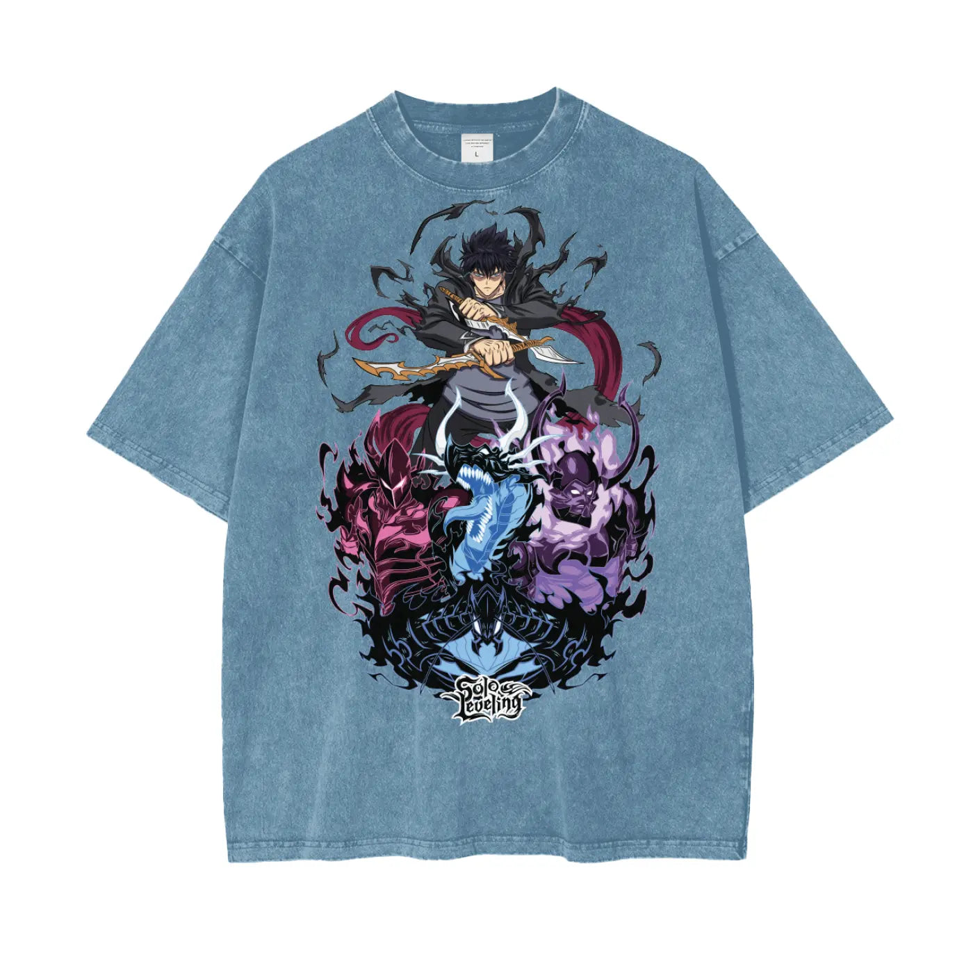 Jin Woo Solo Leveling Oversize Snow Washed T-Shirt ODMPOD
