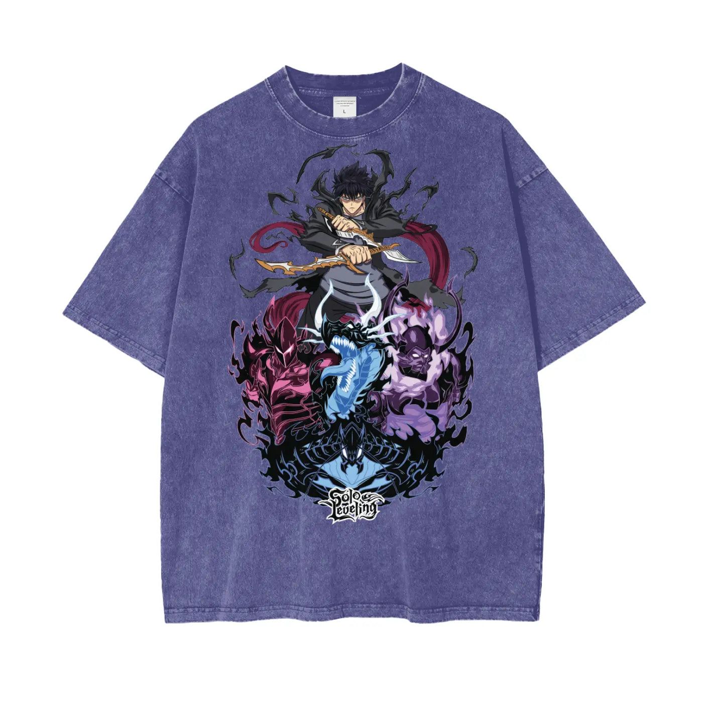 Jin Woo Solo Leveling Oversize Snow Washed T-Shirt ODMPOD