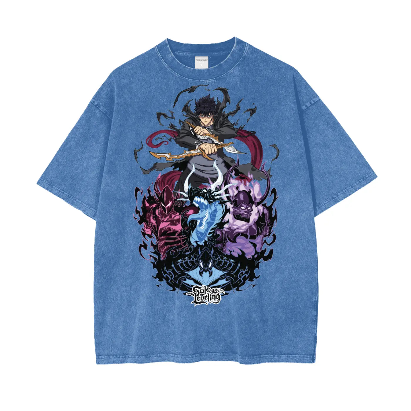 Jin Woo Solo Leveling Oversize Snow Washed T-Shirt ODMPOD
