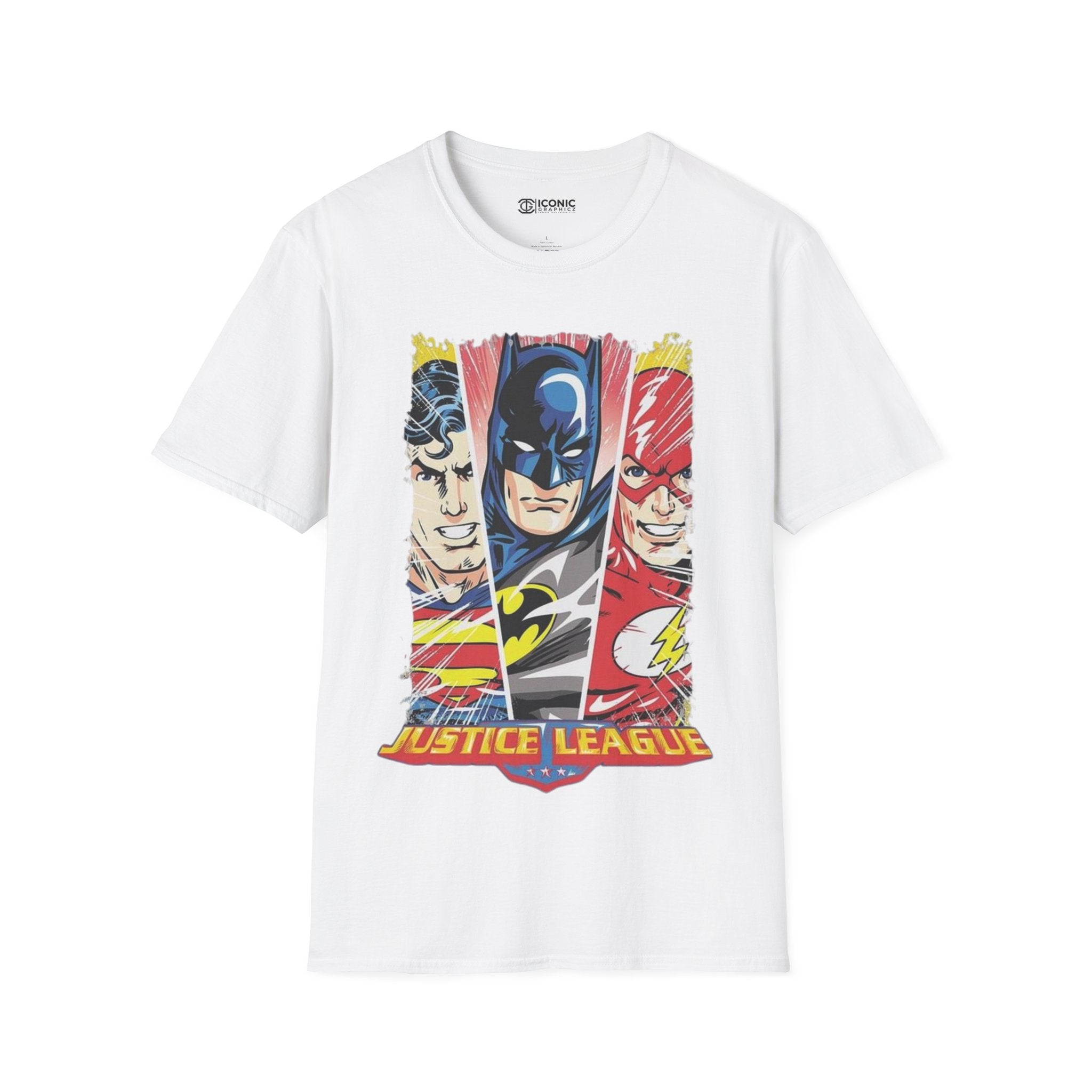Justice League T-Shirt - IGZ Clothing  - Justice League Unisex Softstyle T-Shirt Best Price 26 at IGZ Clothing 
