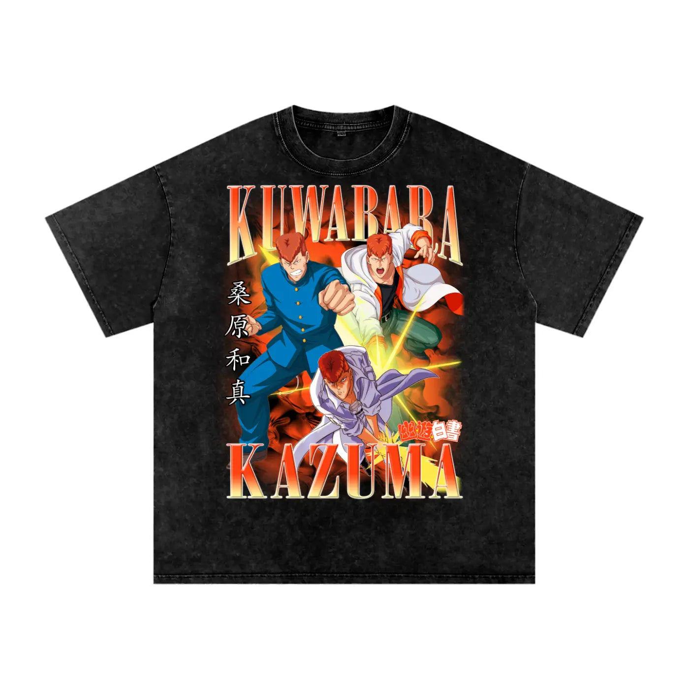 KAZUMA KUWABARA Yu yu hakusho Acid Wash Oversize T-Shirt ODMPOD