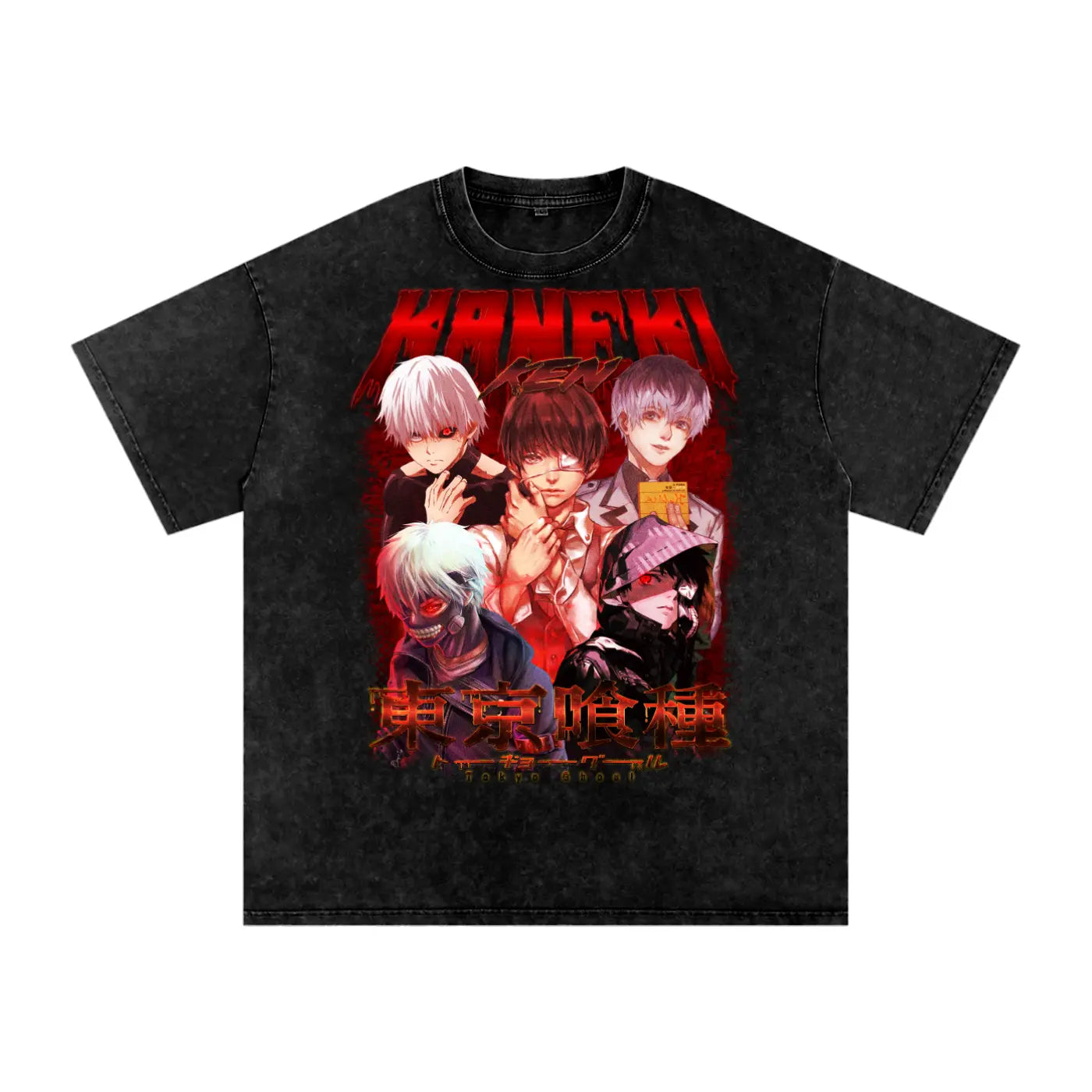 KEN KANEKI Acid Wash Oversize T-Shirt ODMPOD