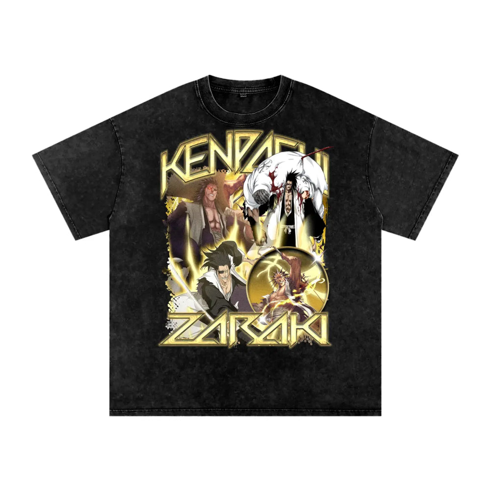 KENPACHI ZARAKI Bleach Acid Wash Oversize T-Shirt ODMPOD