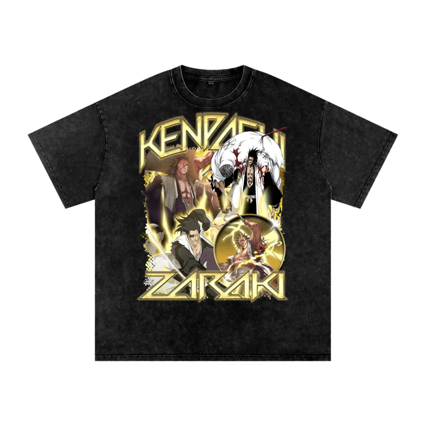KENPACHI ZARAKI Bleach Acid Wash Oversize T-Shirt ODMPOD