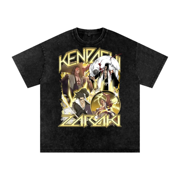 KENPACHI ZARAKI Bleach Acid Wash Oversize T-Shirt ODMPOD