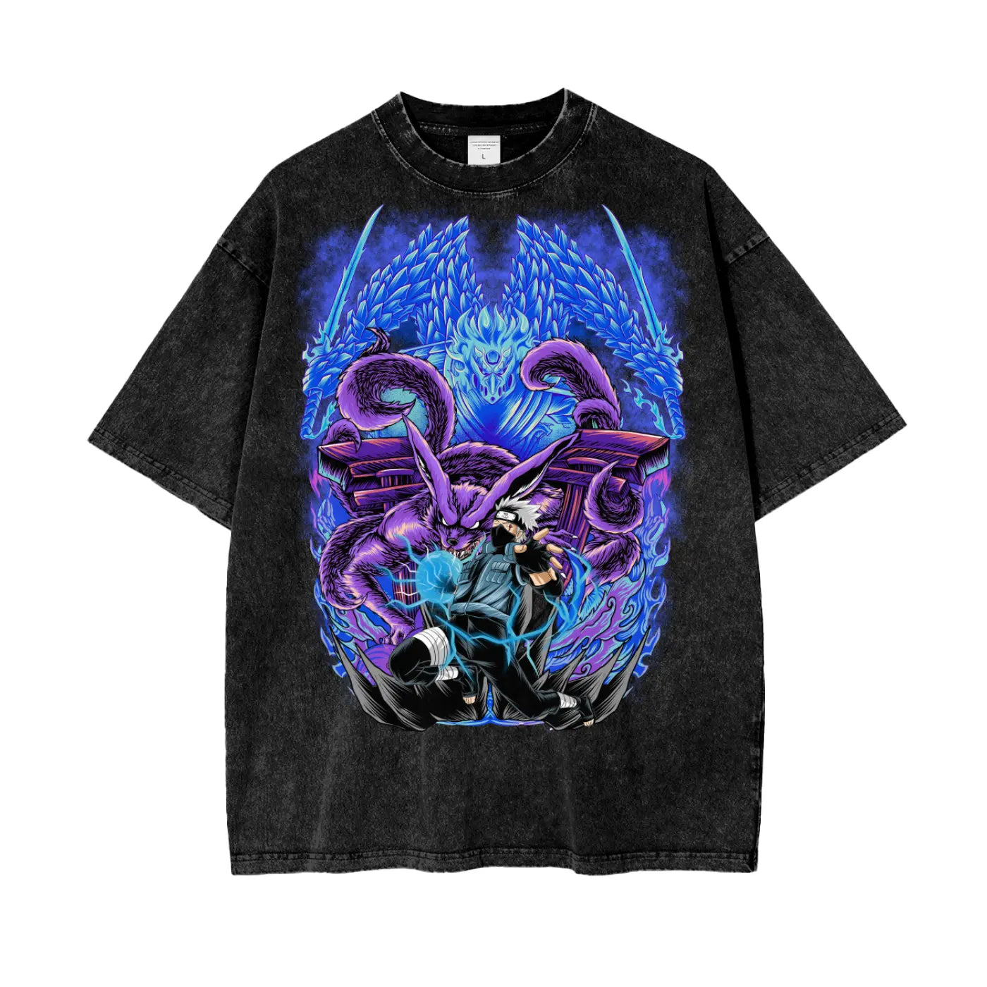 Kakashi Naruto Oversize Snow Washed T-Shirt ODMPOD