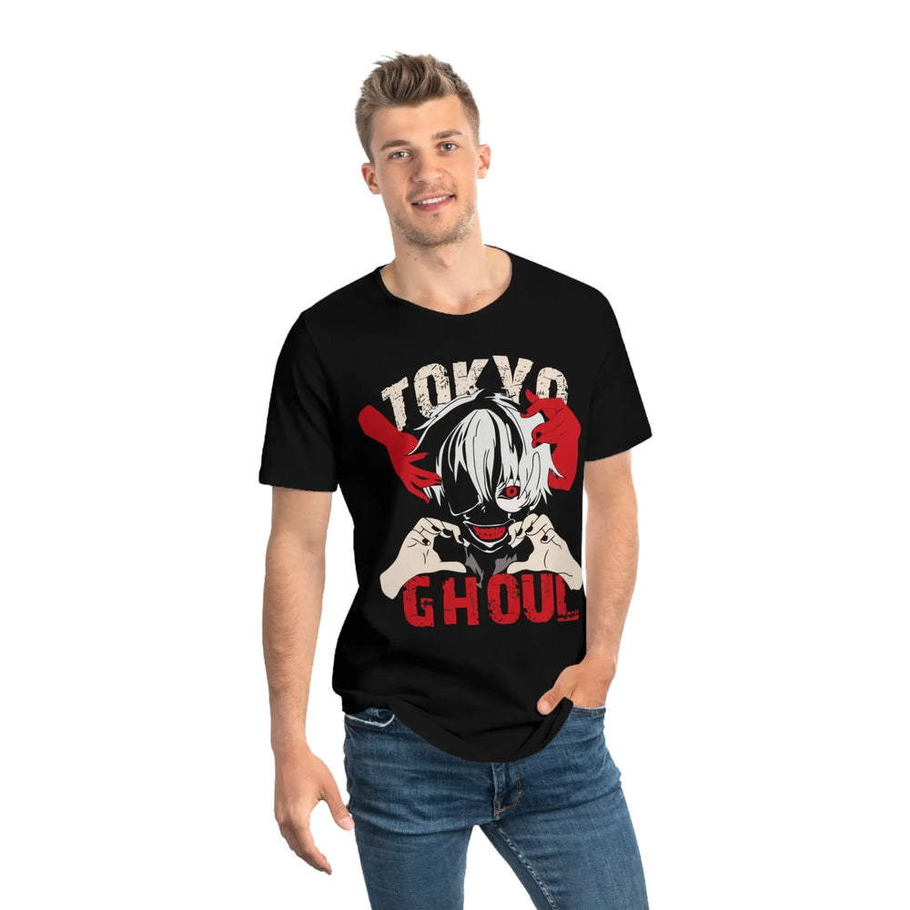 Ken Kaneki Men's Jersey Curved Hem Tee Printify
