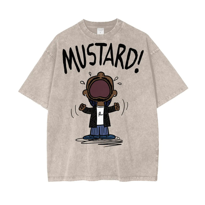 Kendrick Lamar Mustard Oversize Snow Washed T-Shirt ODMPOD