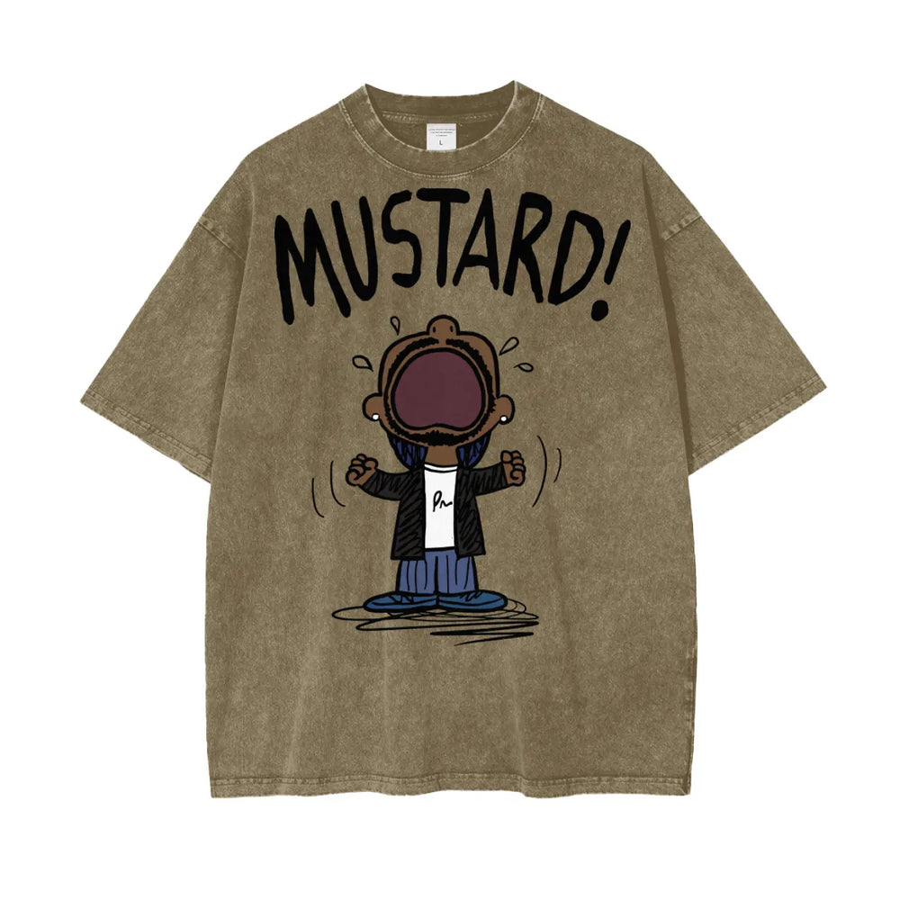 Kendrick Lamar Mustard Oversize Snow Washed T-Shirt ODMPOD